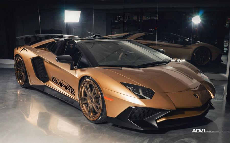 Lamborghini Aventador LP750-4 SV Roadster Matte Gold by Novitec Torado on ADV.1 Wheels (ADV5.3 TRACK '2018